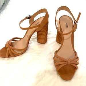 Schutz Brown Suede-like Block Heel
